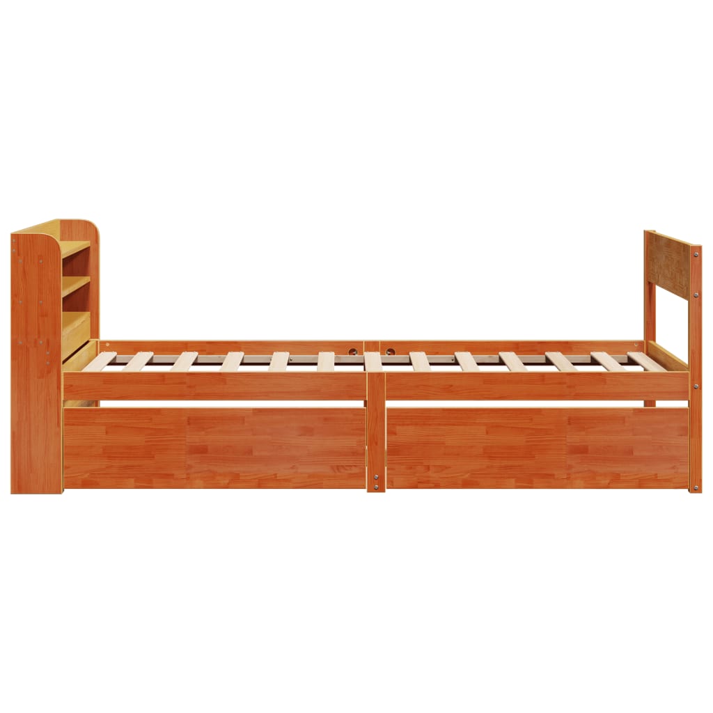 Bed Frame without Mattress Wax Brown 100x200 cm Solid Wood Pine