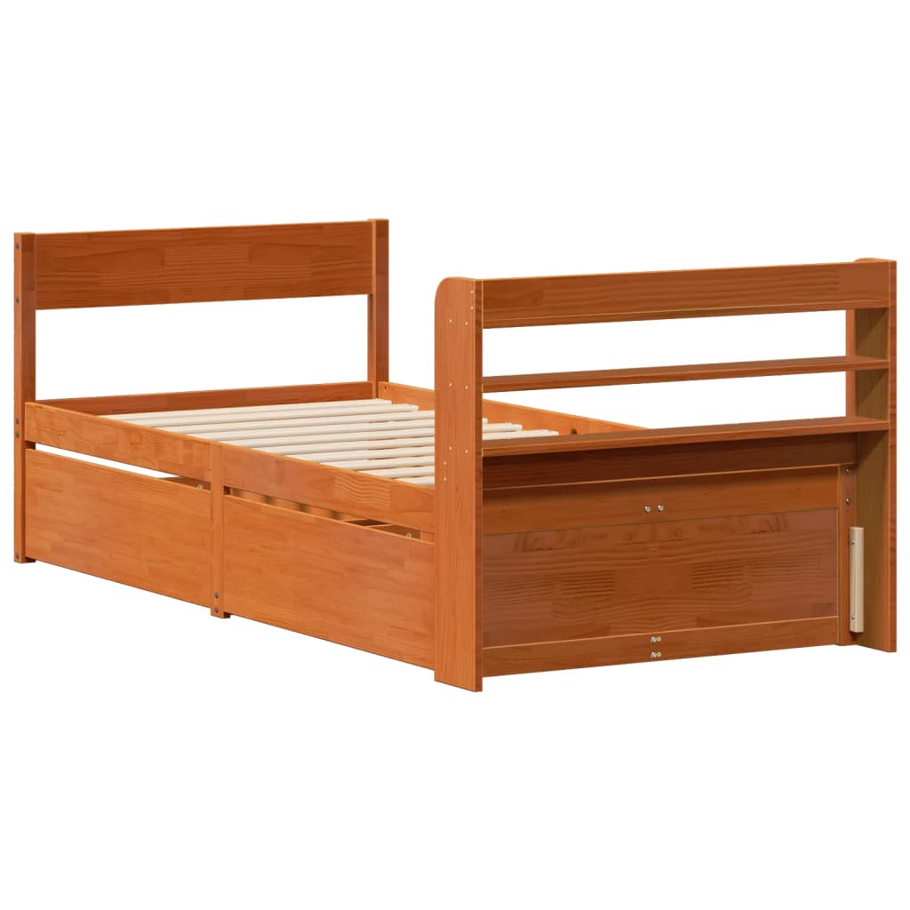 Bed Frame without Mattress Wax Brown 100x200 cm Solid Wood Pine