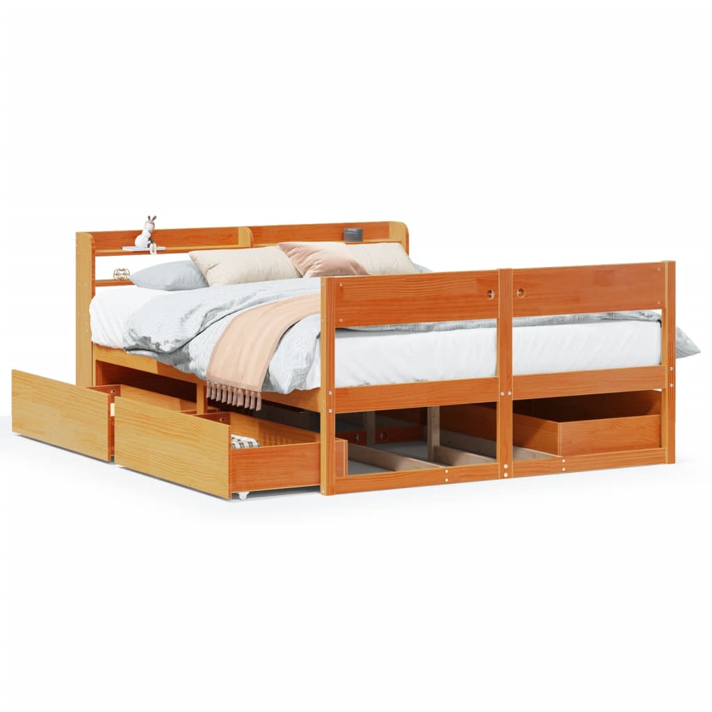 Bed Frame without Mattress Wax Brown 120x190 cm Small Double Solid Wood Pine