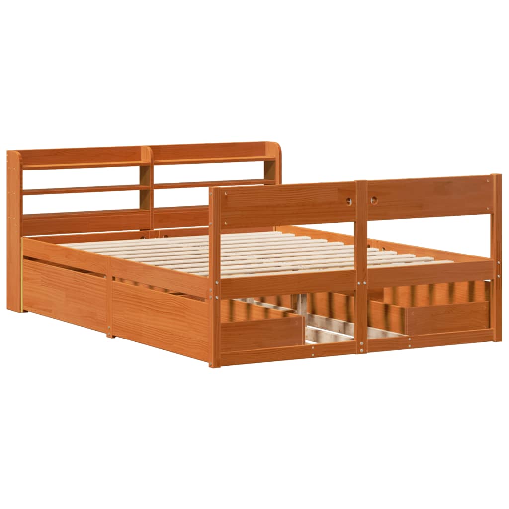 Bed Frame without Mattress Wax Brown 120x190 cm Small Double Solid Wood Pine