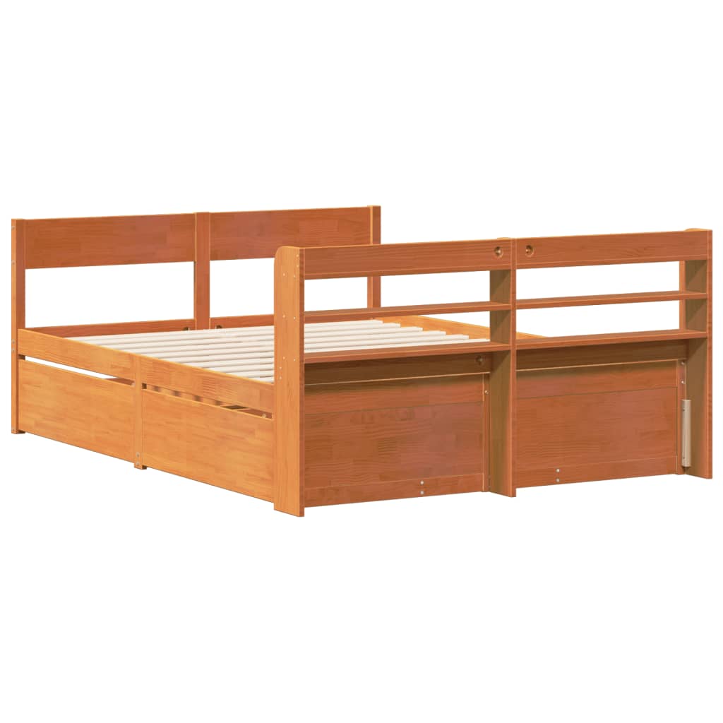 Bed Frame without Mattress Wax Brown 120x190 cm Small Double Solid Wood Pine
