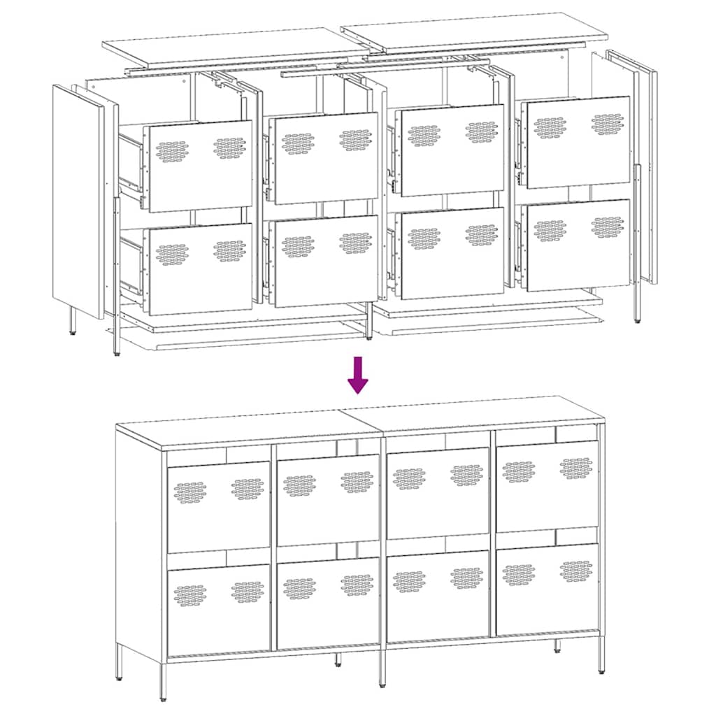Sideboard 135X39X73.5 Cm Cold-Rolled Steel