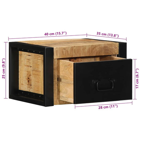 Bedside Cabinet 40X35X25 Cm Solid Rough Wood Mango