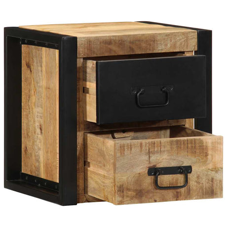 Bedside Cabinet 40X35X40 Cm Solid Rough Wood Mango