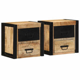 Bedside Cabinet 40X35X40 Cm Solid Rough Wood Mango
