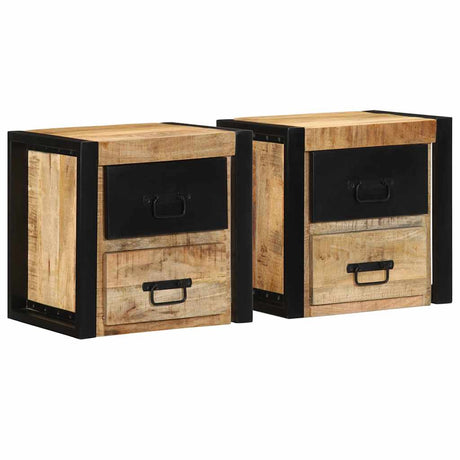 Bedside Cabinet 40X35X40 Cm Solid Rough Wood Mango