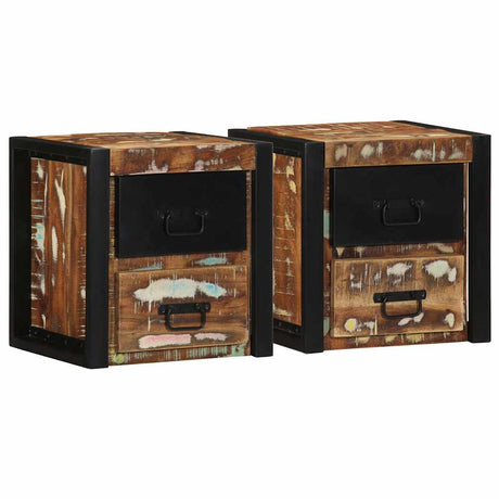 Bedside Cabinet 40X35X40 Cm Solid Rough Wood Mango