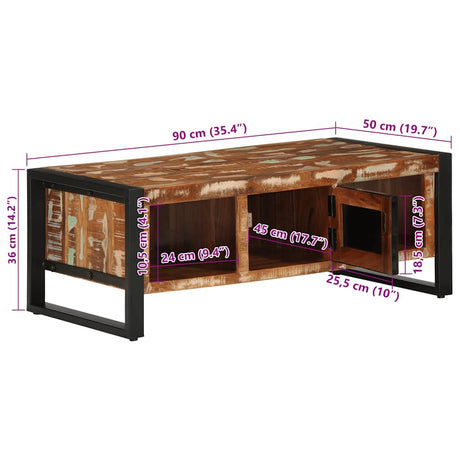 Coffee Table Multicolour 90X50X36 Cm Solid Wood Reclaimed