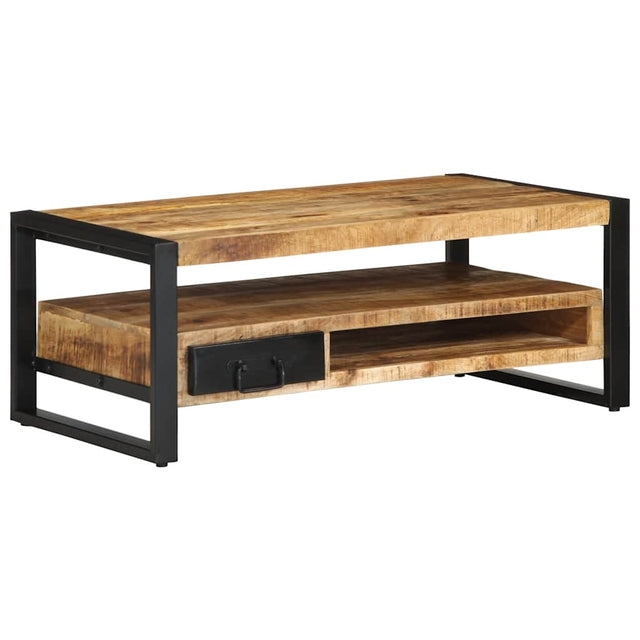 Coffee Table 90X50X36 Cm Solid Rough Wood Mango