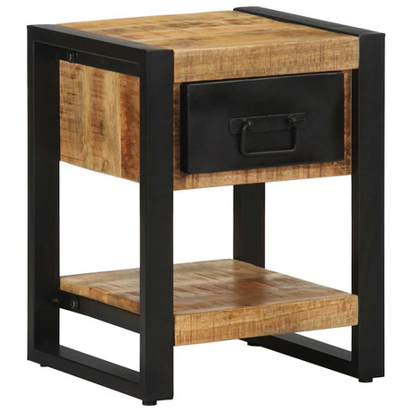 Bedside Cabinet 35X34X45 Cm Solid Rough Wood Mango