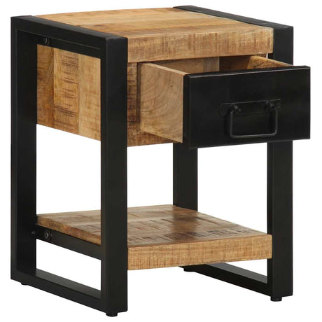 Bedside Cabinet 35X34X45 Cm Solid Rough Wood Mango