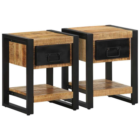 Bedside Cabinet 35X34X45 Cm Solid Rough Wood Mango