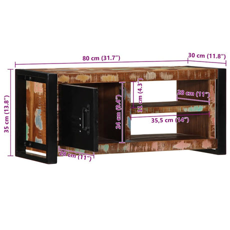 Tv Cabinet 80X30X35 Cm Solid Wood Reclaimed