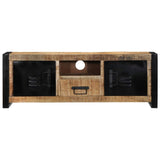 Tv Cabinet 100X30X35 Cm Solid Rough Wood Mango