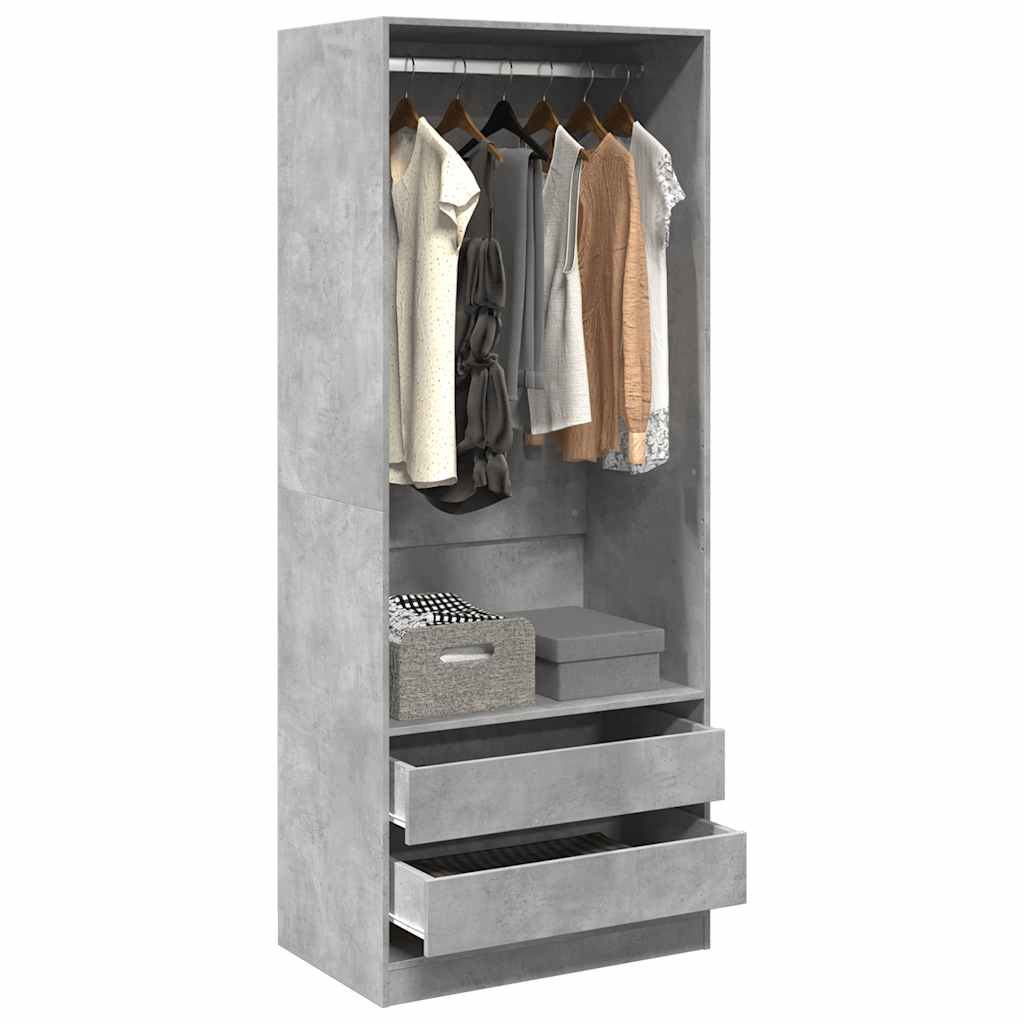 Wardrobe Concrete Grey 80x50x200 cm Engineered Wood