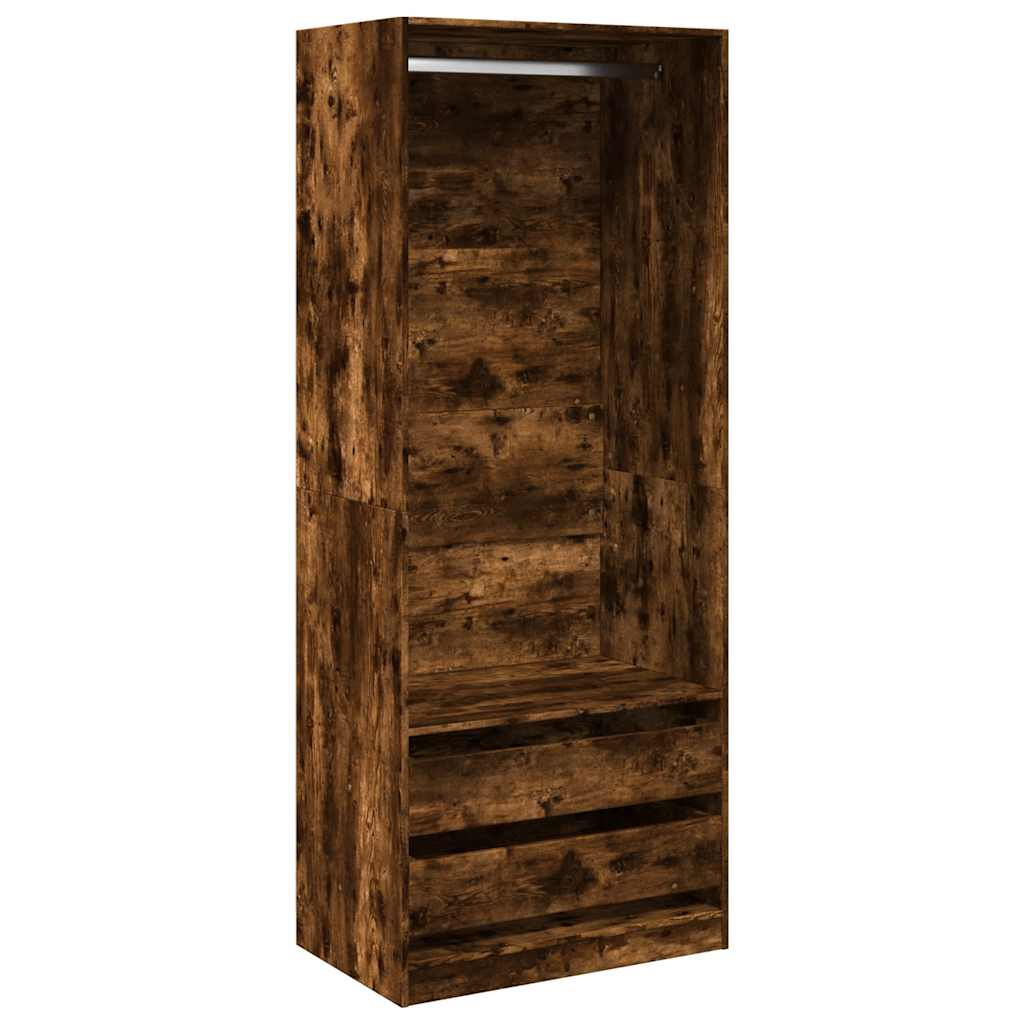 Wardrobe Smoked Oak 80x50x200 cm Engineered Wood