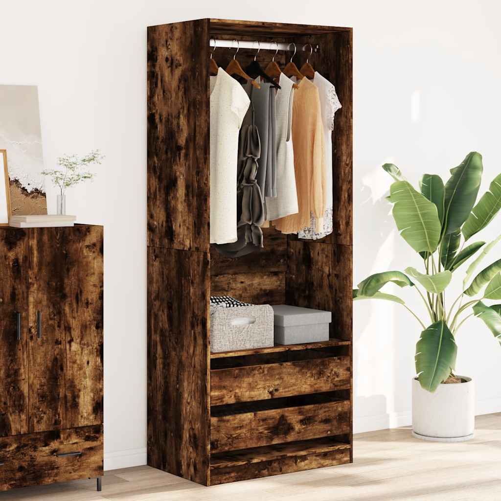 Wardrobe Smoked Oak 80x50x200 cm Engineered Wood
