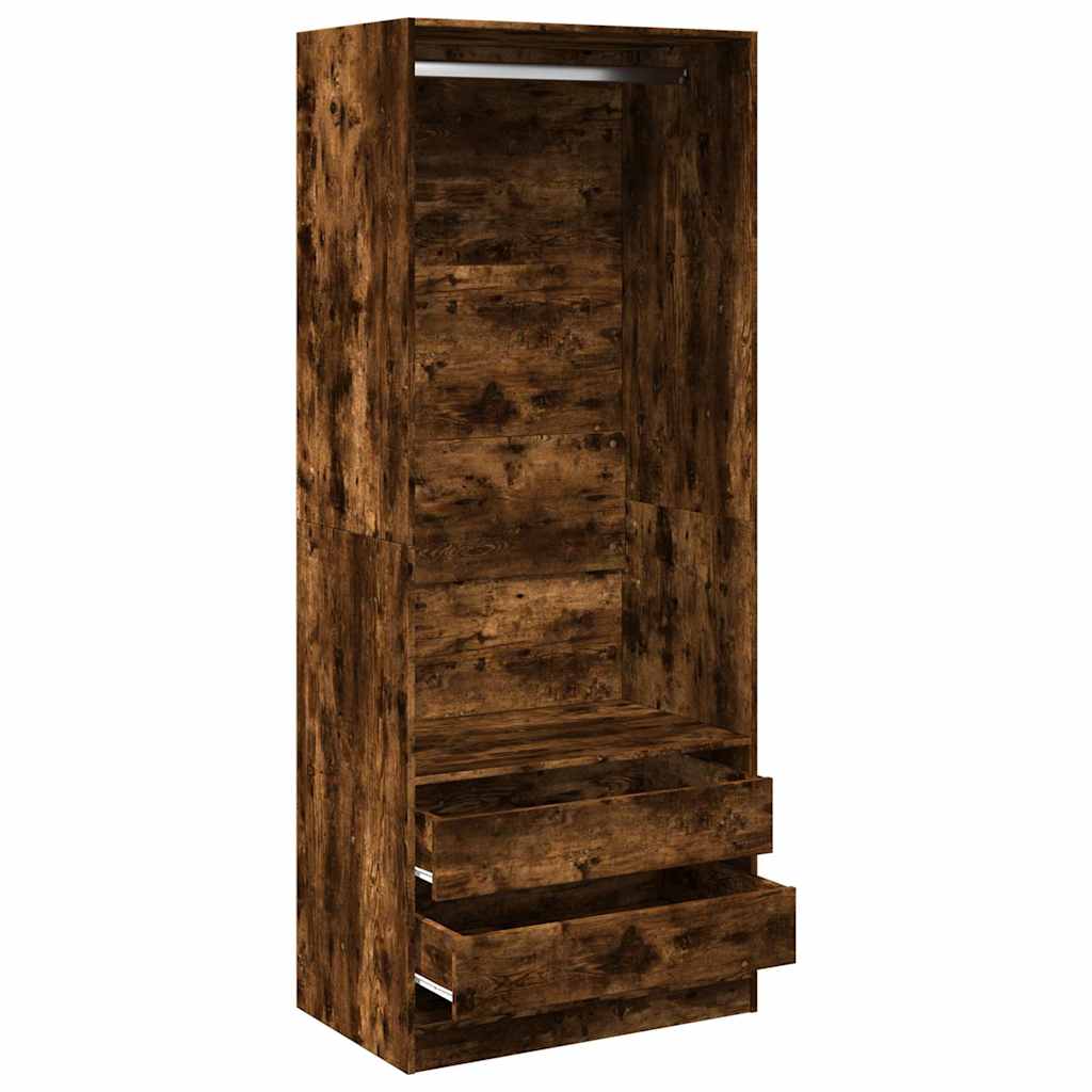 Wardrobe Smoked Oak 80x50x200 cm Engineered Wood