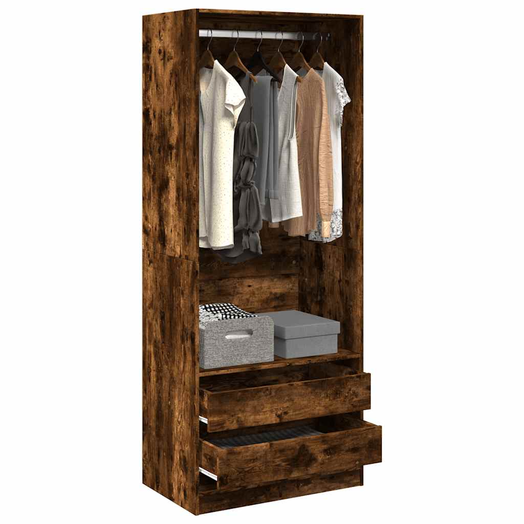 Wardrobe Smoked Oak 80x50x200 cm Engineered Wood