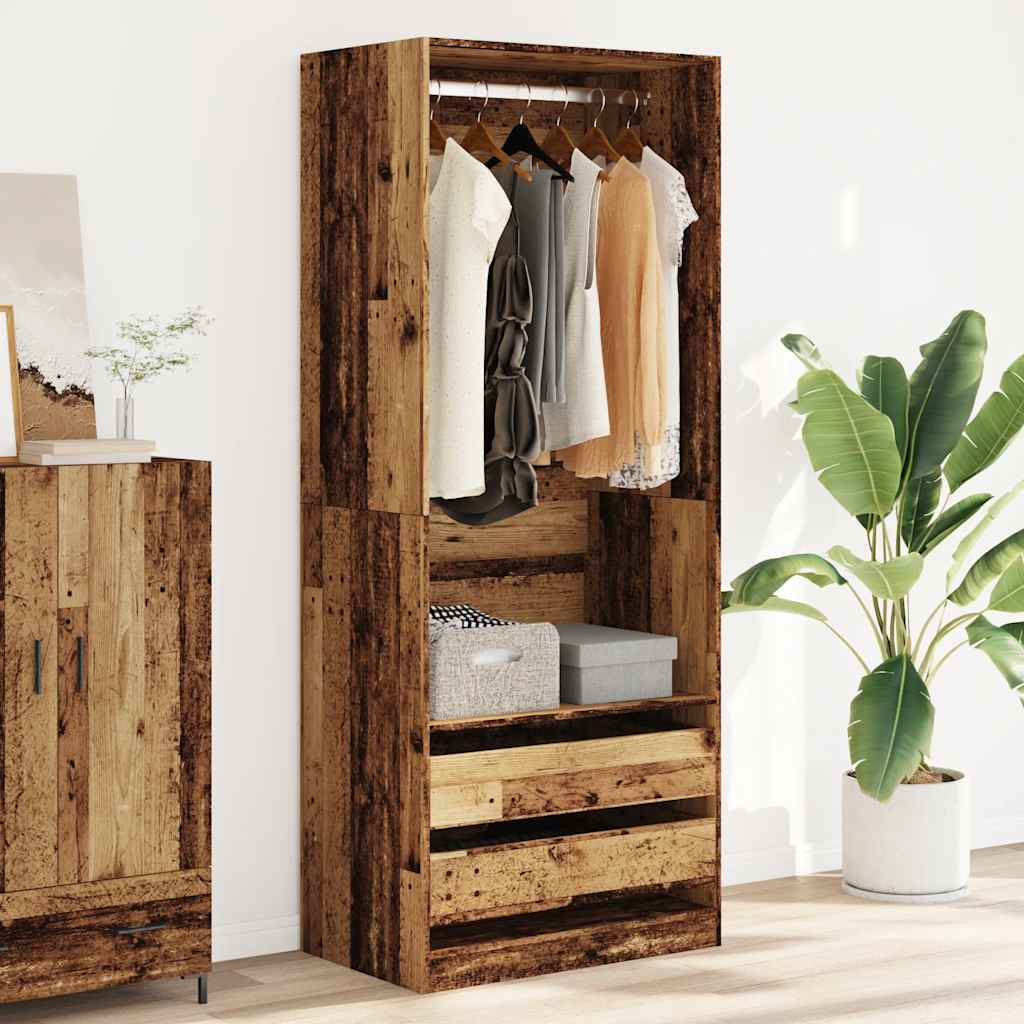 Wardrobe Old Wood 80x50x200 cm Engineered Wood