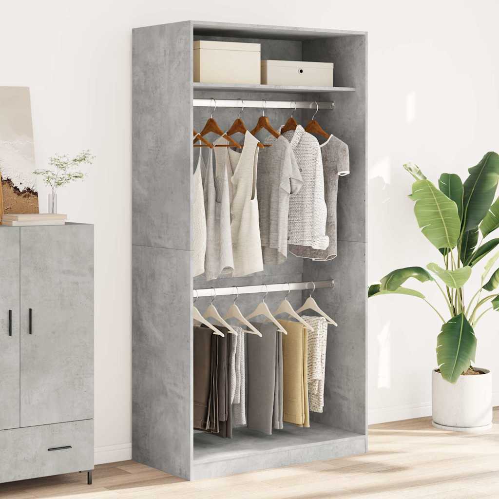 Wardrobe Concrete Grey 100x50x200 cm Engineered Wood