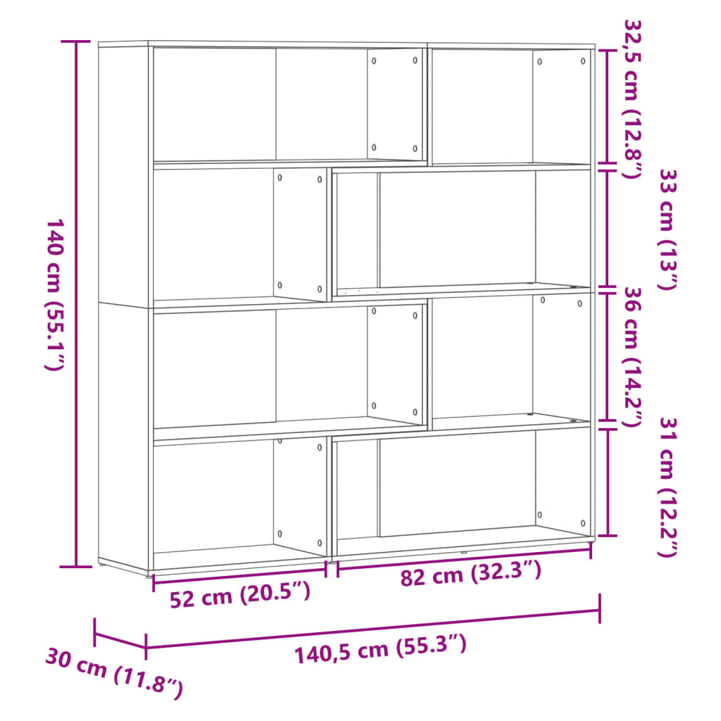 Corner Bookcase 4-Tier 85X85X140 Cm Engineered Wood