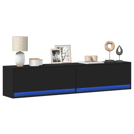 Tv Wall Cabinet With Led Lights 80X31X35 Cm