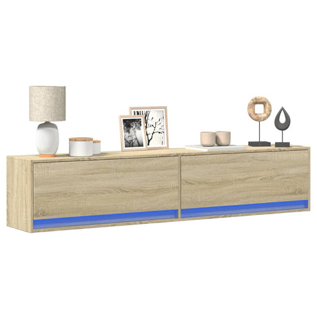 Tv Wall Cabinet With Led Lights 80X31X35 Cm