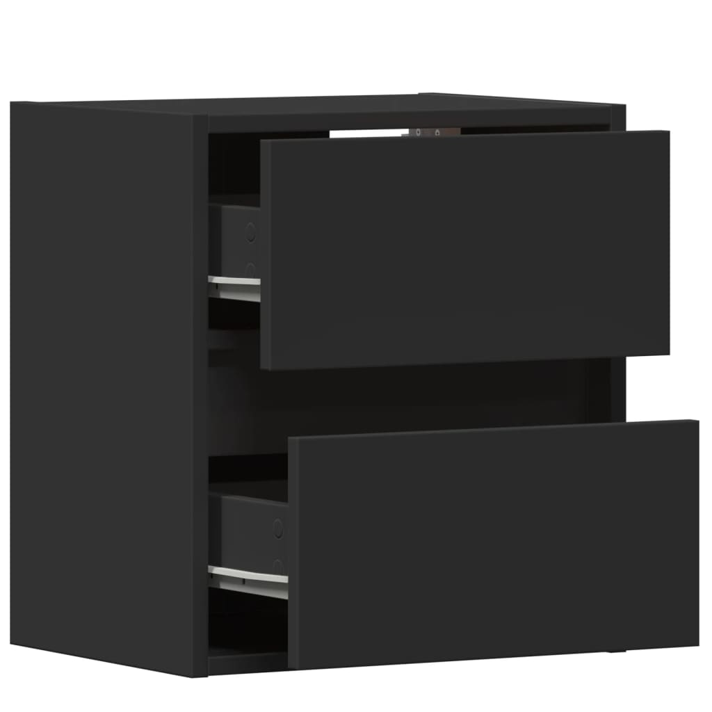 Wall-Mounted Bedside Cabinet With Led Lights