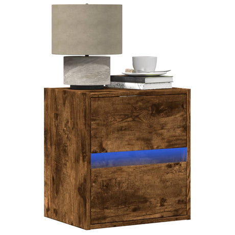 Wall-Mounted Bedside Cabinet With Led Lights