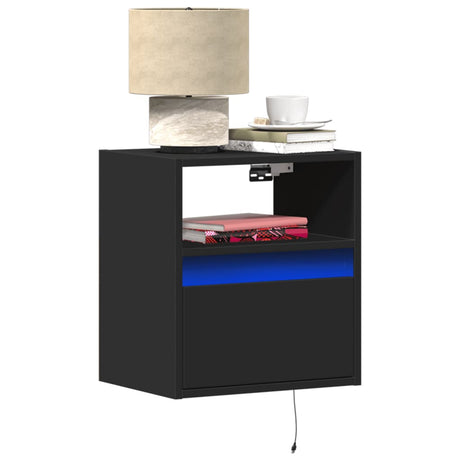 Wall-Mounted Bedside Cabinets With Led Lights 2 Pcs