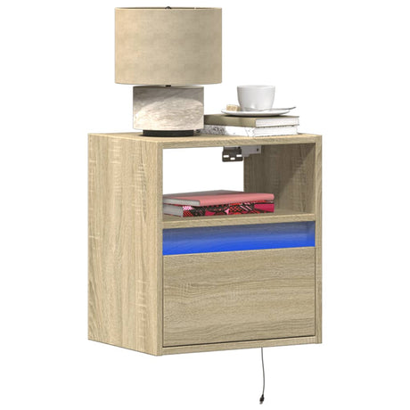 Wall-Mounted Bedside Cabinets With Led Lights 2 Pcs