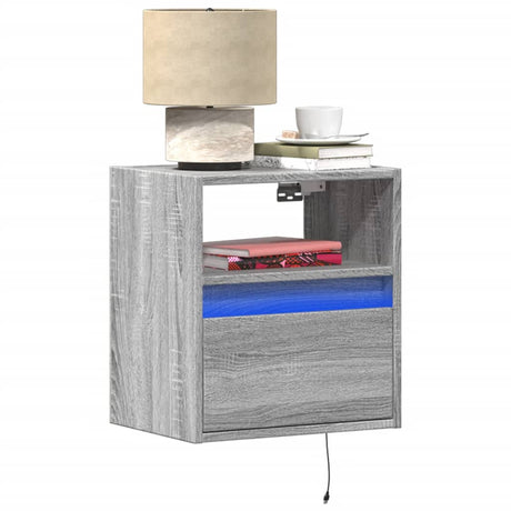 Wall-Mounted Bedside Cabinets With Led Lights 2 Pcs