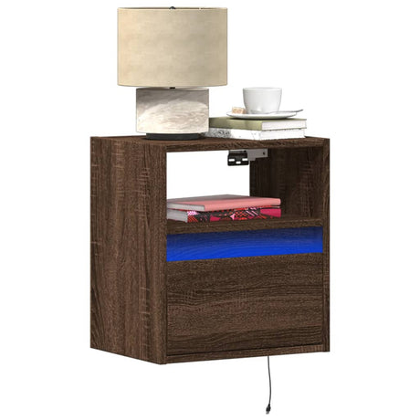 Wall-Mounted Bedside Cabinets With Led Lights 2 Pcs
