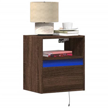 Wall-Mounted Bedside Cabinets With Led Lights 2 Pcs
