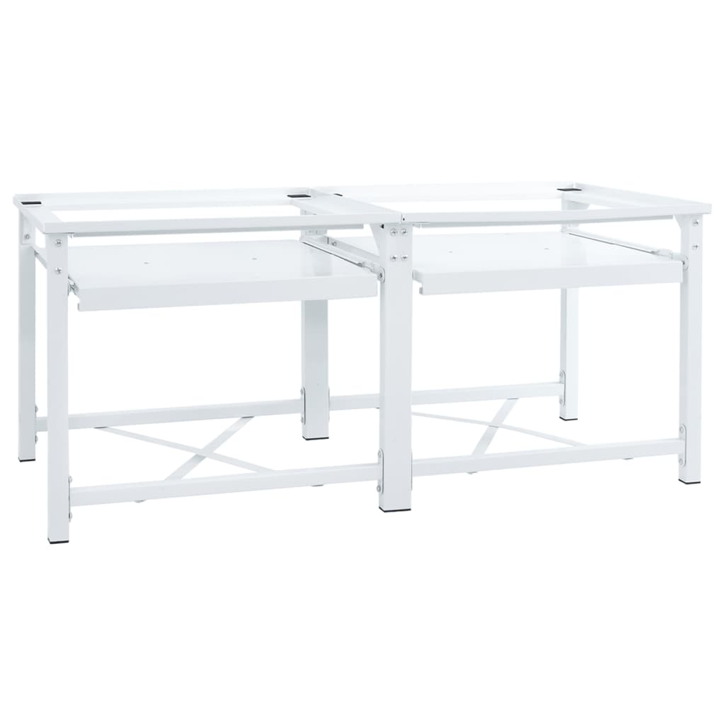 Washing And Drying Machine Pedestal With Pull-Out Shelves White