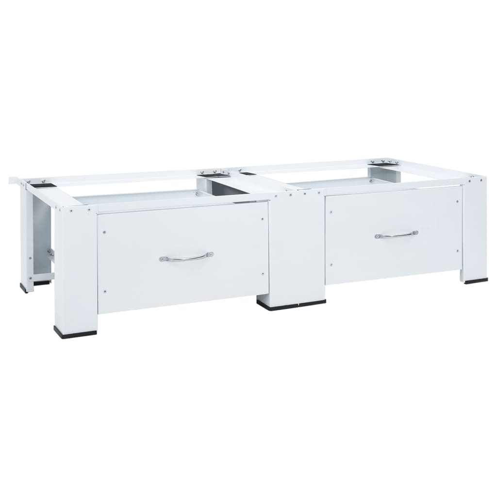 Washing And Drying Machine Pedestal With Pull-Out Shelves White