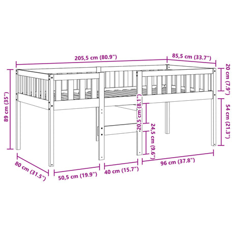 Children's Bed Without Mattress Solid Wood Pine