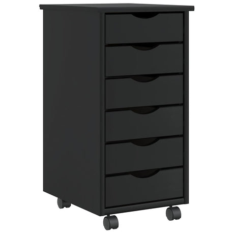 Rolling Cabinet With Drawers Moss Solid Wood Pine