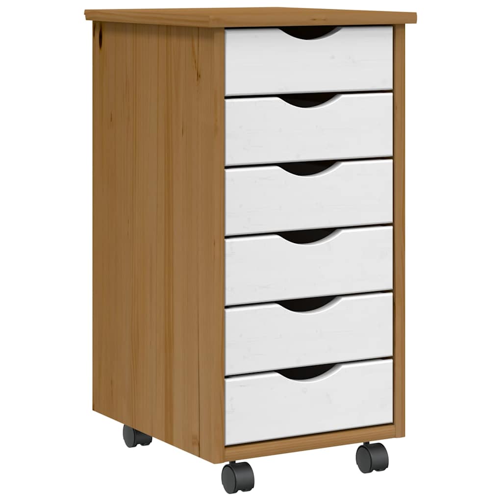 Rolling Cabinet With Drawers Moss Solid Wood Pine