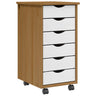Rolling Cabinet With Drawers Moss Solid Wood Pine