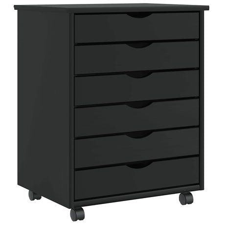 Rolling Cabinet With Drawers Moss Solid Wood Pine