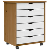 Rolling Cabinet With Drawers Moss Solid Wood Pine