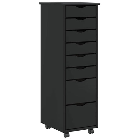Rolling Cabinet With Drawers Moss Solid Wood Pine