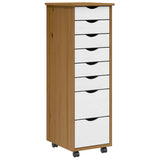 Rolling Cabinet With Drawers Moss Solid Wood Pine