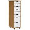 Rolling Cabinet With Drawers Moss Solid Wood Pine