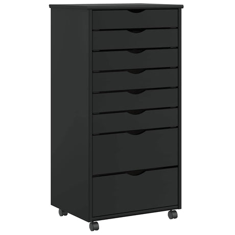 Rolling Cabinet With Drawers Moss Solid Wood Pine