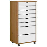 Rolling Cabinet With Drawers Moss Solid Wood Pine