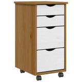 Rolling Cabinet With Drawers Moss Solid Wood Pine