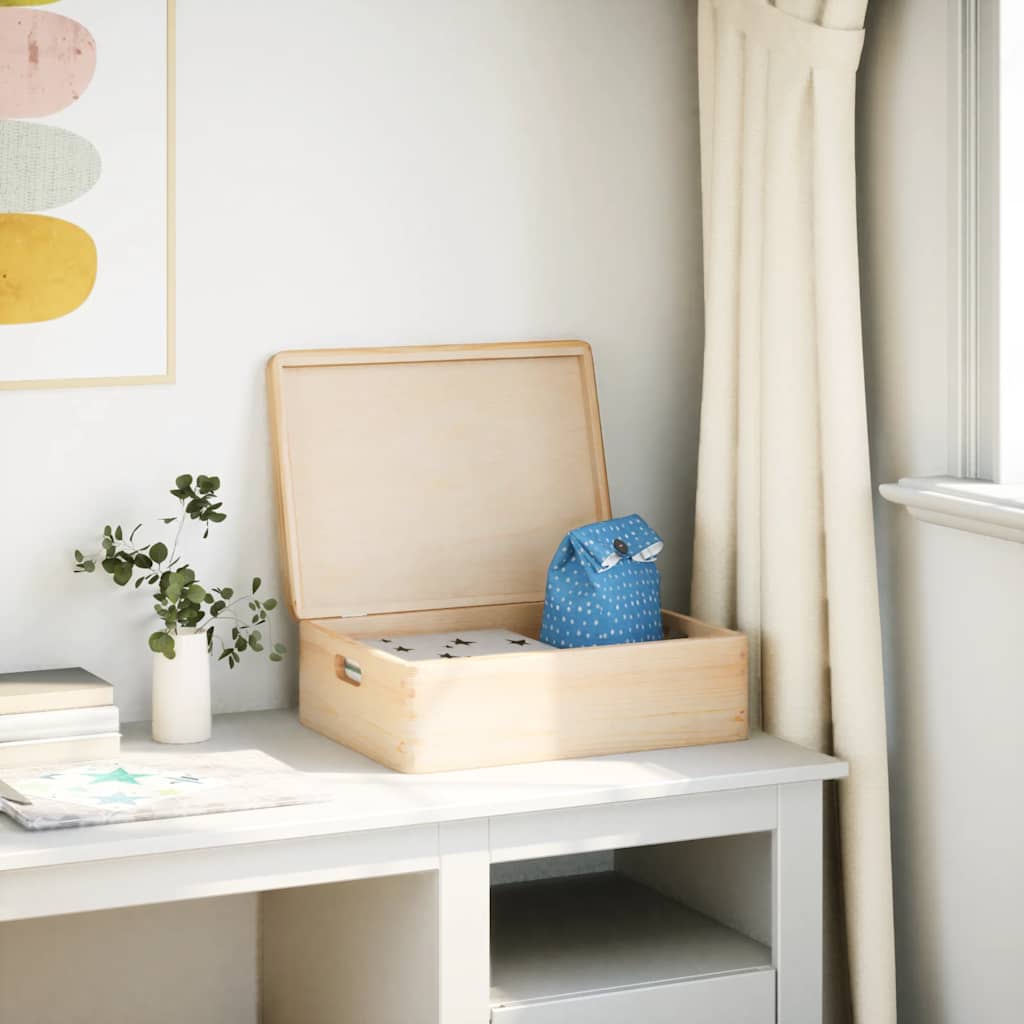 Wooden Box With Lid And Handles Solid Wood Pine